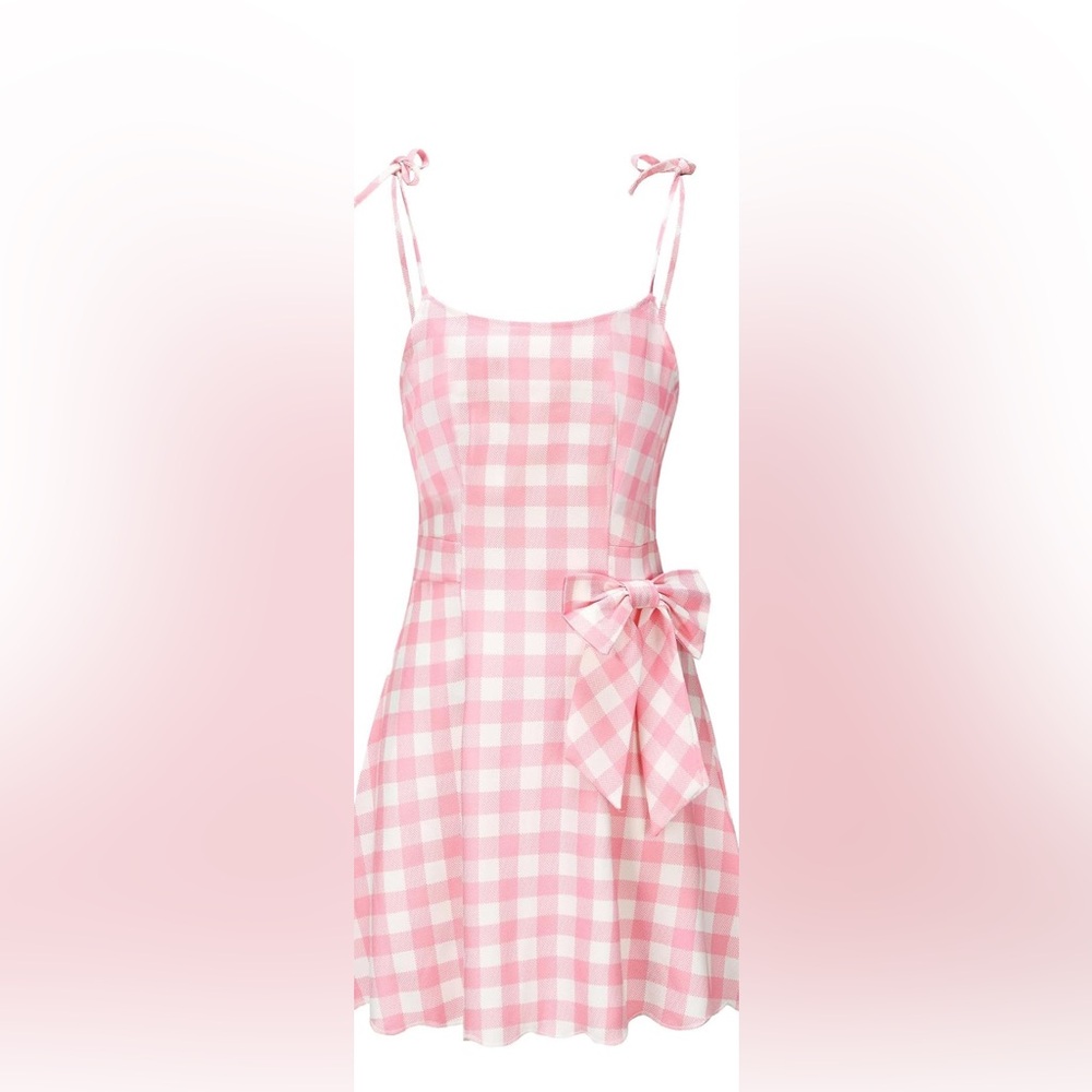 Barbie Costume Dress Pink Plaid Halloween Costume Princess Movie Cosplay NWOT - Picture 3 of 10
